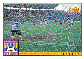 Penalty Kick Upper Deck World Cup 1994 Preview Eng/Spa Rookies Guide to Soccer #125